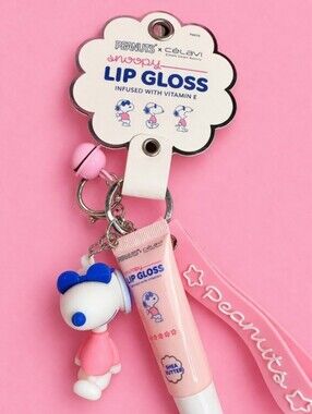 🧚‍♀️Celavi X Peanuts Icy Plum Flavored Lip Gloss Keychain NWT